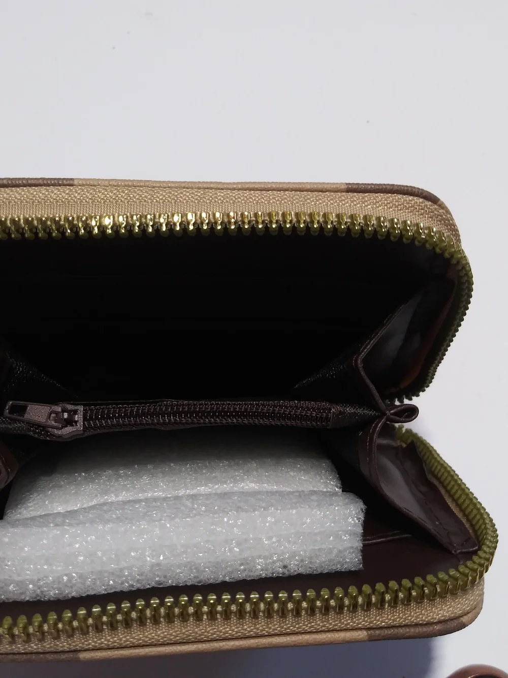 Striped Multicolor Wristlet Clutch with Gold Bee Accent
